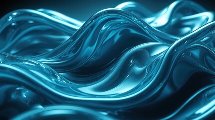 Poster - Delicate emanation of blue waves flows gently under soft light, creating a serene and enchanting visual experience