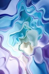 Leinwandbilder - Vibrant waves of color swirl together, creating a mesmerizing abstract landscape of blues and greens in an artistic display of fluidity and depth