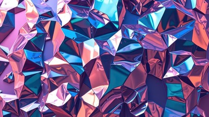 Poster - Radiant waves of crumpled metallic textures shimmering under soft lighting in a mesmerizing display of color and form
