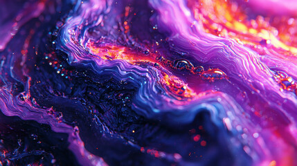 Fototapete - A mesmerizing 3D abstract nature artwork in 4K resolution, showcasing vibrant purple and orange waves with realistic textures, creating a breathtaking background art.