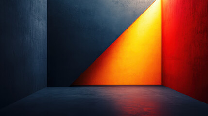 Aufkleber - Abstract 3D minimalist background with realistic textures in 4K resolution featu a geometric composition and contrasting side A color lighting effects.