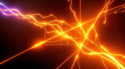 Poster - Electrifying dance of neon lights illuminating the night sky in a burst of energy