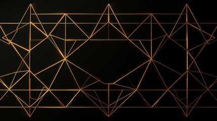 Leinwandbilder - Abstract geometric patterns illuminate a dark backdrop with intricate golden lines and shapes dancing together in harmony