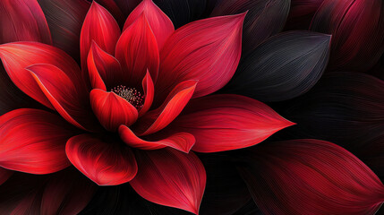 Poster - A strikingly realistic 4K 3D background showcases abstract red and black floral aesthetics, drawing the viewer into its intricate and captivating design elements.