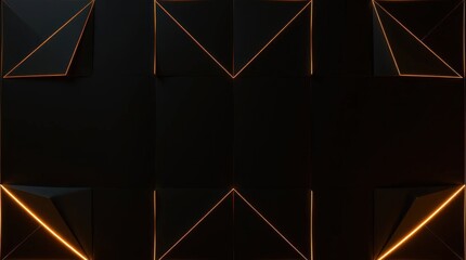 Leinwandbilder - Elegant geometric shapes illuminated by soft golden light create a dramatic contrast against the dark backdrop in a contemporary setting