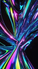 Poster - Vibrant reflections of colorful liquid shapes flowing seamlessly in abstract patterns during a night of artistic exploration