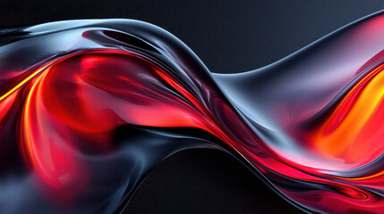 Fototapete - Abstract 4K background displays fluid red and black form in a 3D realistic side angle design, creating a modern and visually engaging graphic element.