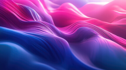 Fototapete - A creative 3D abstract background features realistic looking waves in shades of vivid pink and blue, forming a stunning side view captured in crisp 4K resolution.