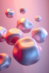 Poster - Ethereal floating orbs cast soft reflections with a gradient background in an imaginative digital artwork