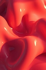 Leinwandbilder - Vibrant abstract red sculpture reflecting light creatively shaped in captivating soft curves