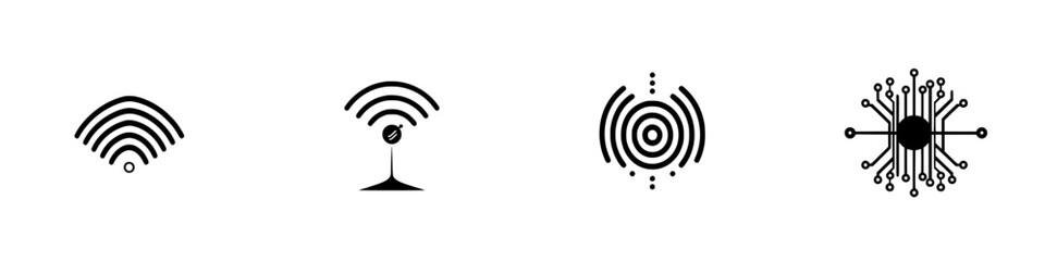 Poster - Vector illustration of wireless communication icons showing signal strength and connectivity in a modern design style