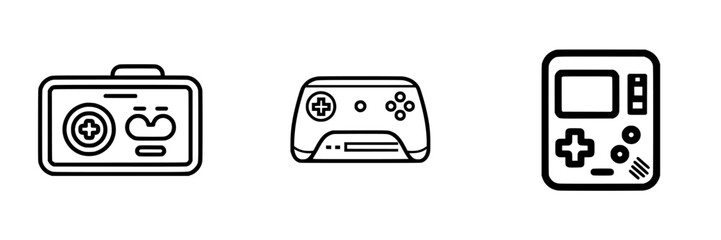 Poster - Vector illustration icons of gaming controllers highlighting the evolution of video game technology
