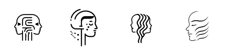 Poster - Vector illustration icons of diverse human profiles showcasing various features and designs for artistic and conceptual representation