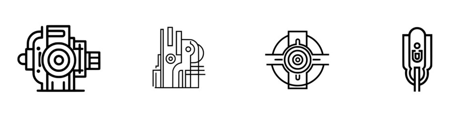 Poster - Vector illustration icons representing various mechanical components and designs for engineering applications