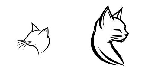 Poster - Vector illustration icons showcasing stylized cat profiles ideal for creative projects in various design contexts