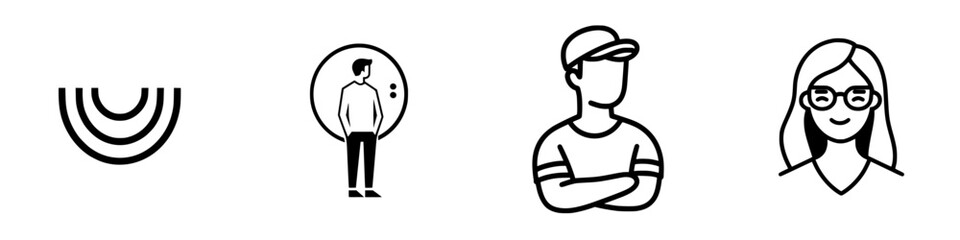 Poster - Vector illustration of diverse people engaging in various activities in a minimalist style with expressive details and simple lines