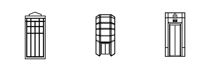 Poster - Unique vector illustrations of three different building facades showcasing architectural styles and designs