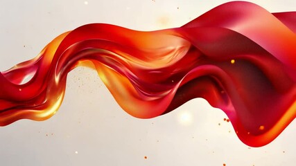 Poster - vibrant flow: a dynamic abstract composition of flowing, fluid, red and orange ribbons creating an a