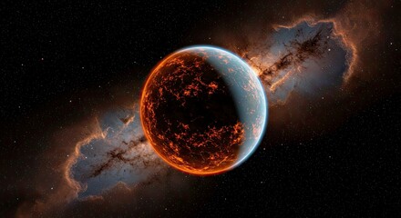 Wall Mural - glowing young planet: roxs 42 bb - radiant gas giant