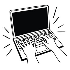 Poster - A person using laptop in vector illustration