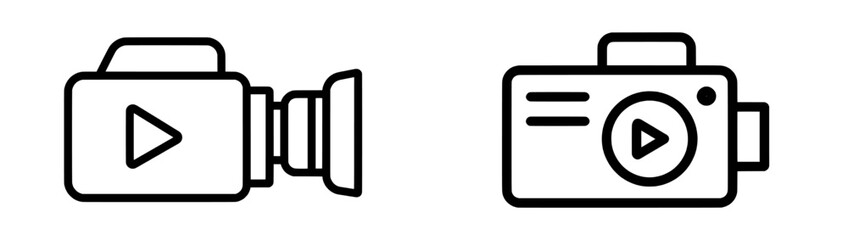 Poster - The icon set features a simple video camera design, symbolizing a movie or cinema sign, as a modern illustration on a white background