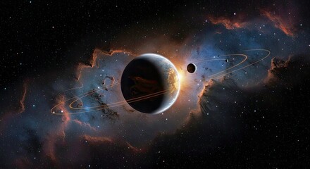 Wall Mural - artistic visualization: 2mass j044144 system - wide-orbiting planet