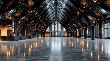 Poster - Modular Steel Roof Structure, showcasing a unique perspective of its clean architectural lines and composition, designed for modern aesthetics and functionality.