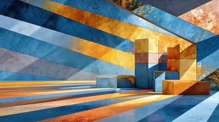 Poster - Shadow dance on sleek metal panels, contemporary rooftop architecture, interplay of light and form, urban elegance in a modern setting, dynamic angles and textures.