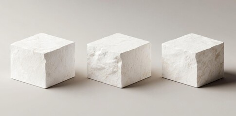 Poster - Stone Cubes Showcasing Texture and Form in Studio Lighting
