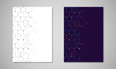 Poster - Abstract geometric background with hexagons shape pattern for a business brochure or cover book, page layout, flyer design, and poster template