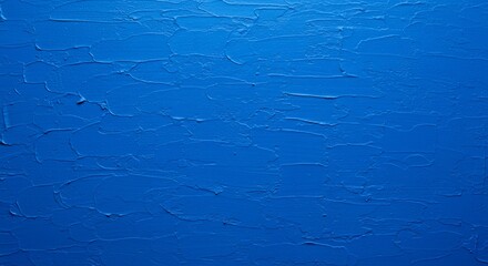 Poster - Close-up of a vibrant textured blue painted surface, showing brushstroke patterns and artistic details, creating a modern abstract background.