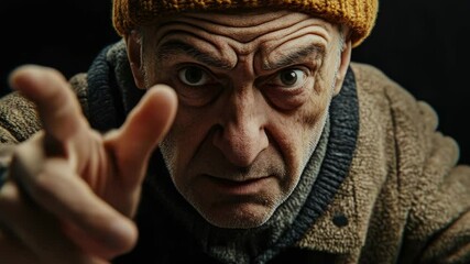 Poster - A person with a hat on making a distinctive hand movement, suitable for various contexts including illustration, presentation or communication