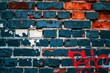 © Mehrab Nabil - Textured blue and orange brick wall with graffiti showing architectural detail and aged appearance