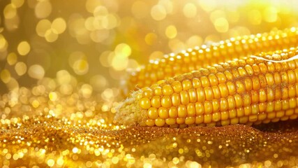 Poster - Heads of fresh corn lie in the golden sand