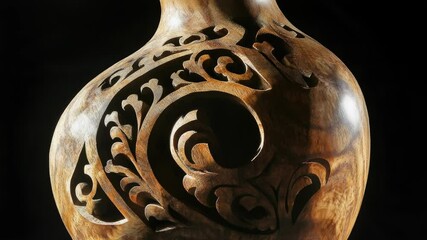 Poster - A beautiful wooden vase with intricate carved design