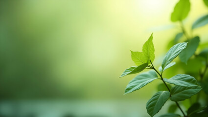 Poster - Serene Greenery, A Minimalistic Design Featuring Delicate Leaves and a Softly Blurred Background, Evoking a Sense of Calmness and Natural Beauty