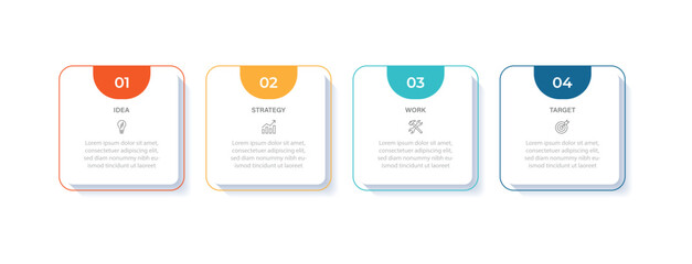 Aufkleber - Business vector infographic design template with icons and 4 options or steps. Can be used for process diagram, presentations, workflow layout, flow chart, info graph