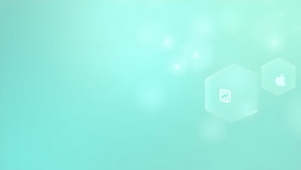 Poster - Serene Pale Teal, A Soft Gradient Background with Modern Tech Icons, Ideal for UI,UX Design, Website Headers and Digital Presentations with a Calming Aesthetic