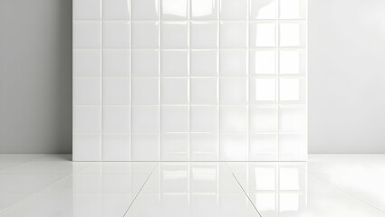 Poster - Sleek Porcelain White Grid Wall with High Gloss Finish, A Modern Minimalist Interior Design Concept for Clean Aesthetic Spaces and Contemporary Architecture
