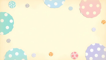 Poster - Soft Whimsical Pastel Polka-Dotted Scrapbook Page, A playful scene of dotted circles in pastel shades creating a bright and cheerful scrapbook style design