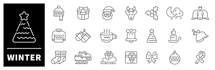 Poster - winter icons collection. winter vector elements. snowflake, snow, ski, christmas, season, new year, 