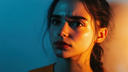 Aufkleber - A close-up shot of a woman with her eyes shut, expression calm and peaceful