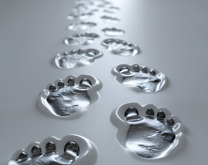Poster - Spectral Footprints Leading Forward, An Abstract Representation of Progress and Future Trajectory, Emphasizing Innovation and Pathfinding in a Futuristic Context