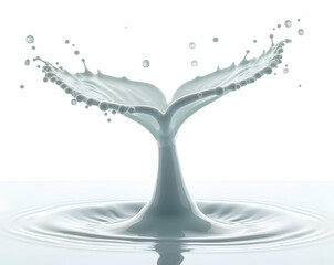Aufkleber - Symmetrical Liquid Splash Resembling a Whale Tail, A Captivating Display of Fluid Dynamics and Precision in Abstract Form and Graceful Motion