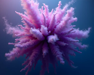 Poster - top-down view of an ethereal purple cloud explosion, a visually stunning display of color and motion