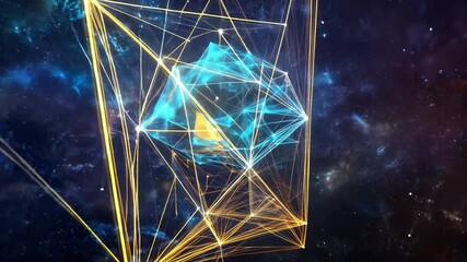 Poster - cosmic geometry: a mesmerizing abstract artwork depicting a vibrant, glowing nebula contained within