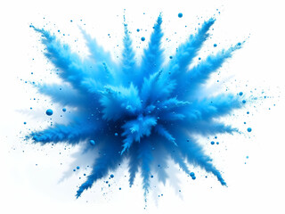 Poster - Vibrant Blue Powder Explosion, A Captivating Display of Swirling Energy and Delicate Particulate Matter Suspended in Mid-Air, Forming a Dynamic and Abstract Composition