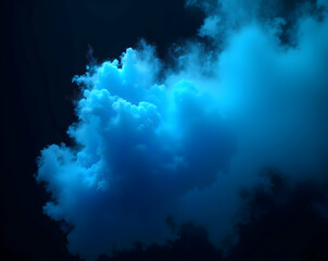 Poster - Vibrant Electric Blue, An Abstract Cloud of Neon Powder, Radiating Energy and Futuristic Ambiance, Evoking a Sense of Digital Mysticism and Dynamic Movement