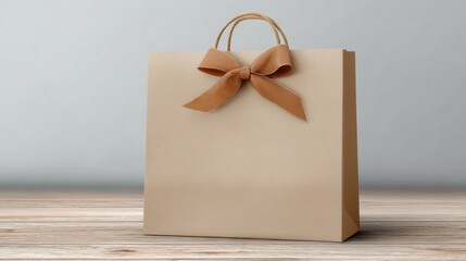 Aufkleber - Elegant Paper Bag Gift Packaging Mockup Showcasing a Simple Design With a Bow and Ample Copy Space for Branding or Messaging Purposes