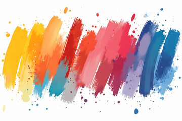 Poster - Vibrant Watercolor Brush Strokes, A Dynamic Spectrum of Colors Creating an Energetic and Abstract Composition with a Playful Touch on a Clean Canvas